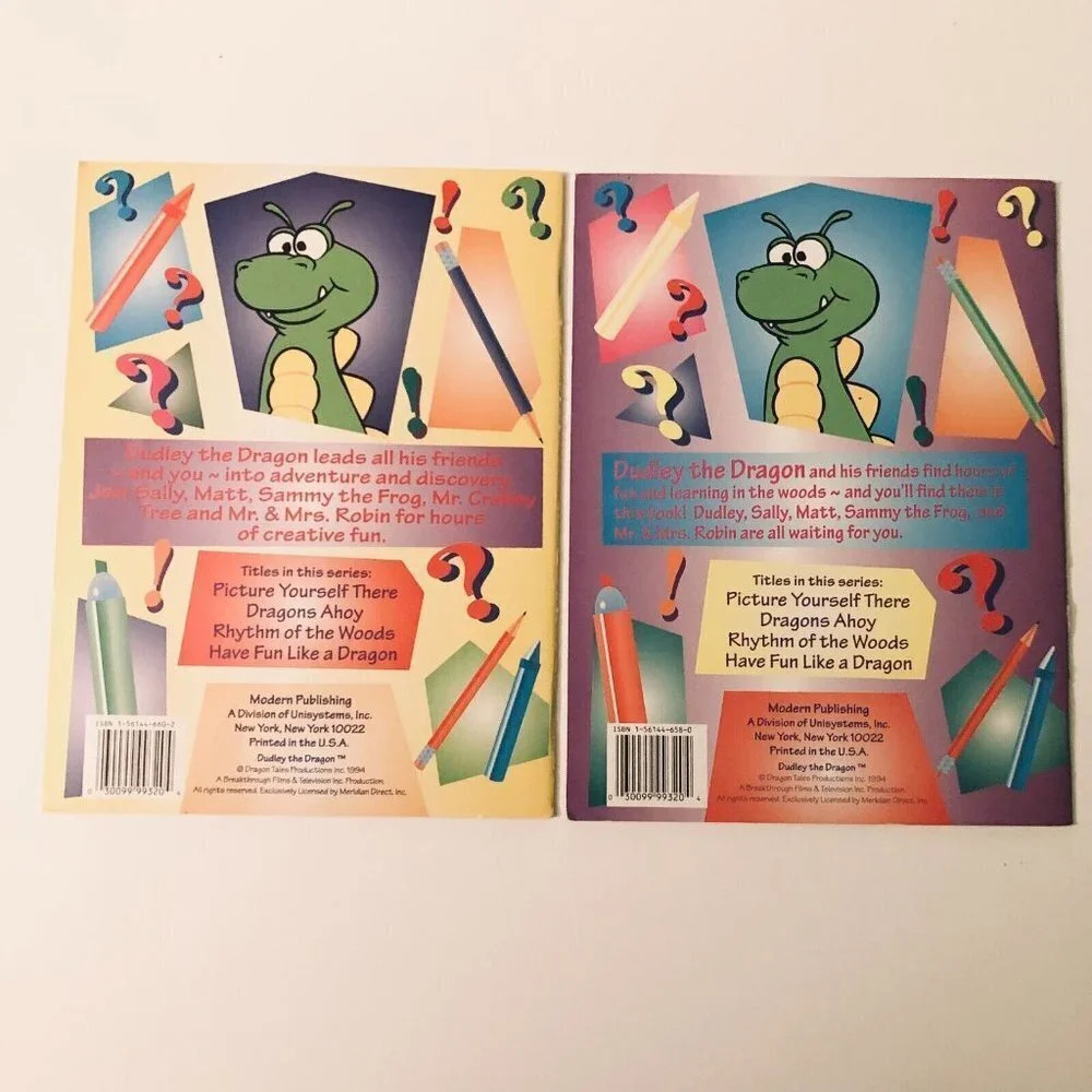 Vintage 1995 The  Adventures of Dudley The Dragon Coloring and Activity Books - Picture 2 of 16